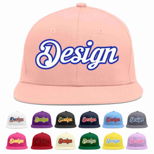 Custom Pink White-Royal Flat Eaves Sport Baseball Cap Design for Men/Women/Youth