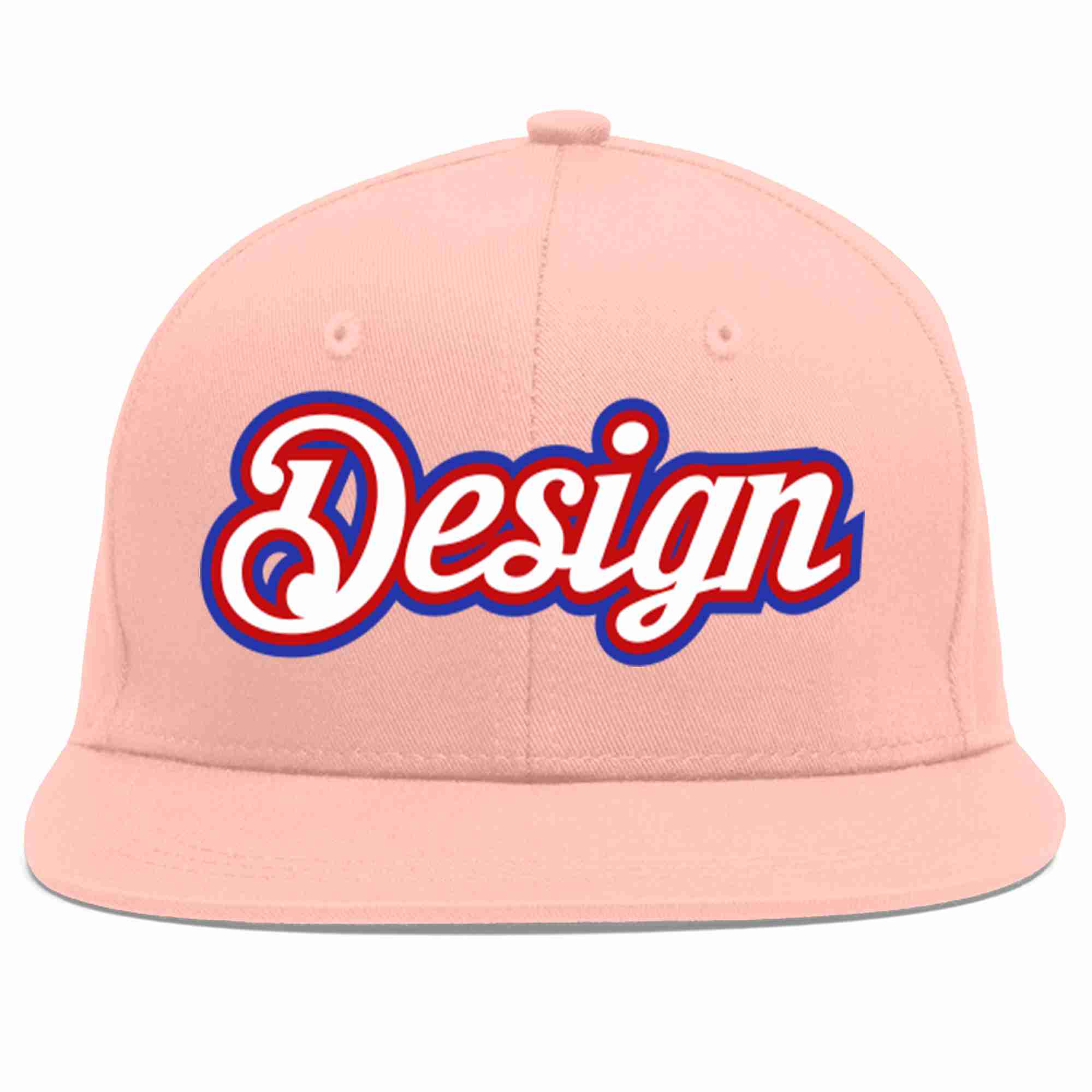 Custom Pink White-Red Flat Eaves Sport Baseball Cap Design for Men/Women/Youth