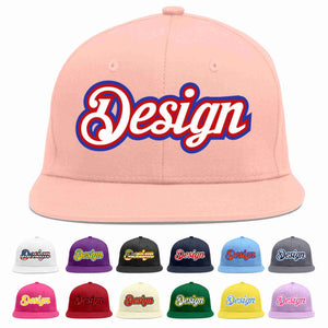 Conception personnalisée de casquette de baseball de sport à avant-toit plat rose blanc-rouge pour hommes/femmes/jeunes