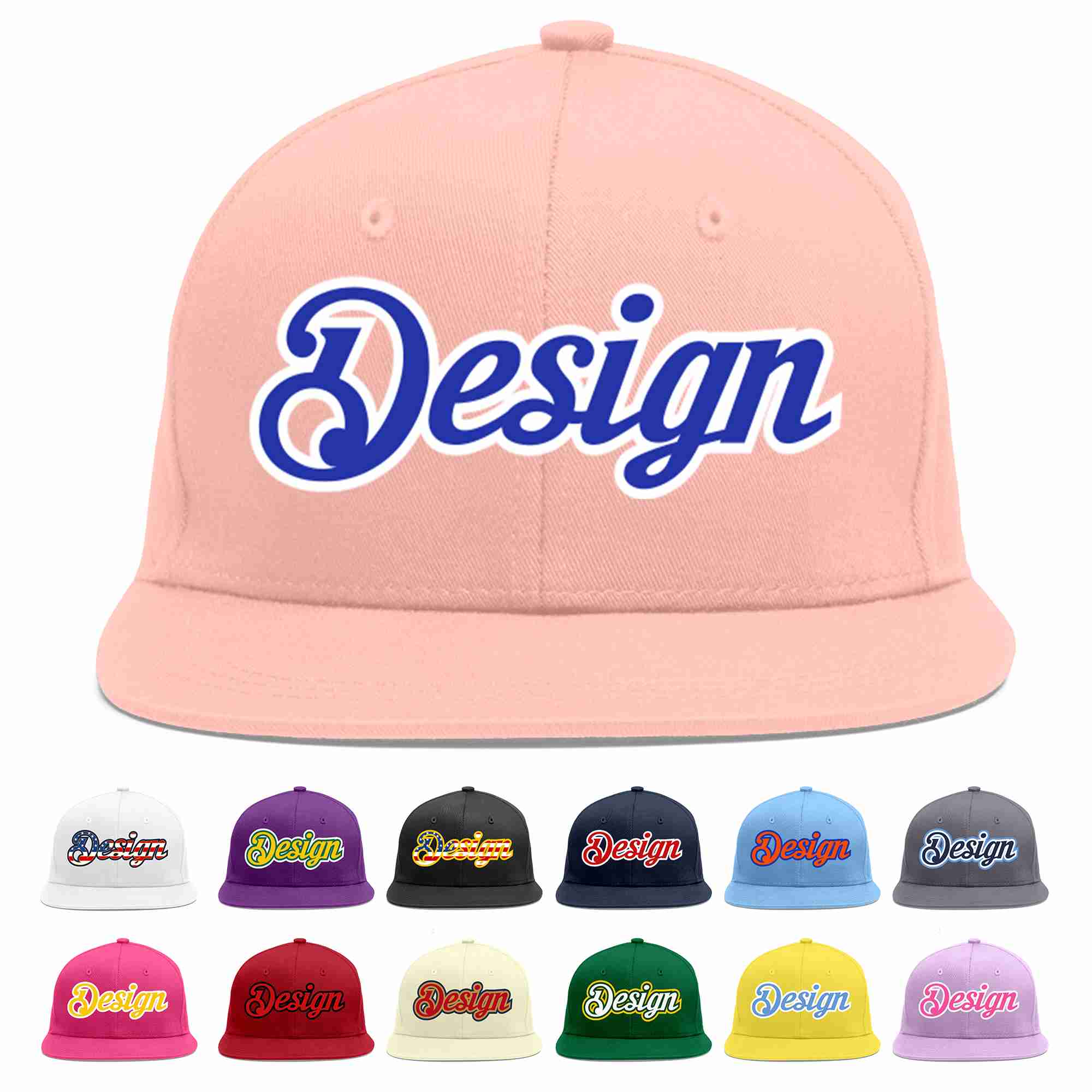 Custom Pink Royal-White Flat Eaves Sport Baseball Cap Design for Men/Women/Youth