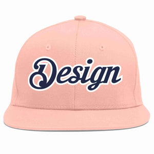 Custom Pink Navy-White Flat Eaves Sport Baseball Cap Design for Men/Women/Youth