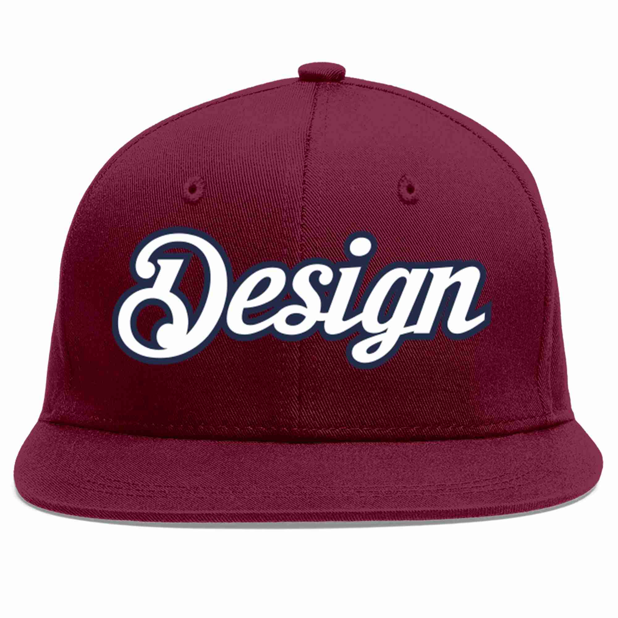 Custom Crimson White-Navy Flat Eaves Sport Baseball Cap Design for Men/Women/Youth