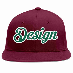 Casquette de baseball personnalisée Crimson Kelly vert-blanc avec avant-toit plat pour hommes/femmes/jeunes