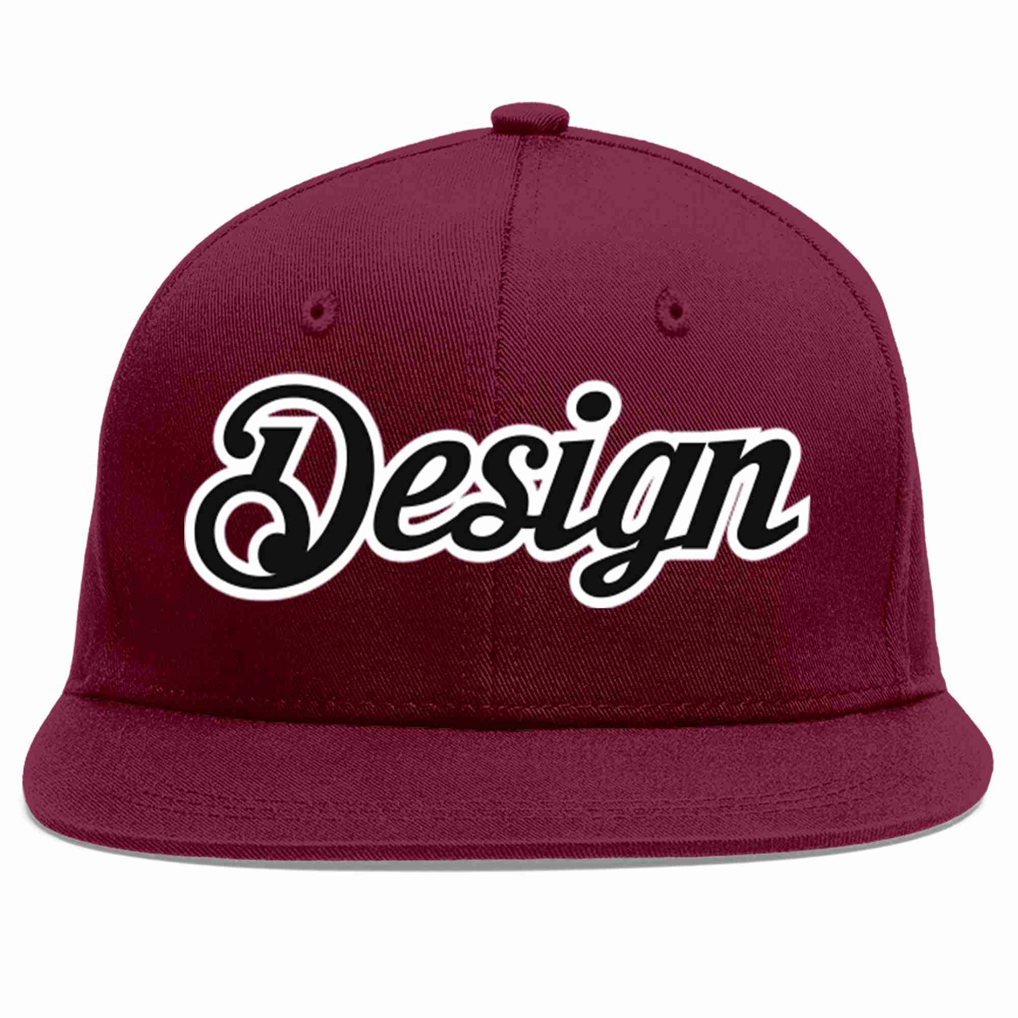 Custom Crimson Black-White Flat Eaves Sport Baseball Cap Design for Men/Women/Youth