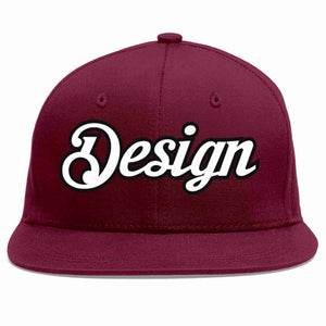 Custom Crimson White-Black Flat Eaves Sport Baseball Cap Design for Men/Women/Youth