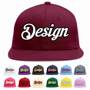 Custom Crimson White-Black Flat Eaves Sport Baseball Cap Design for Men/Women/Youth