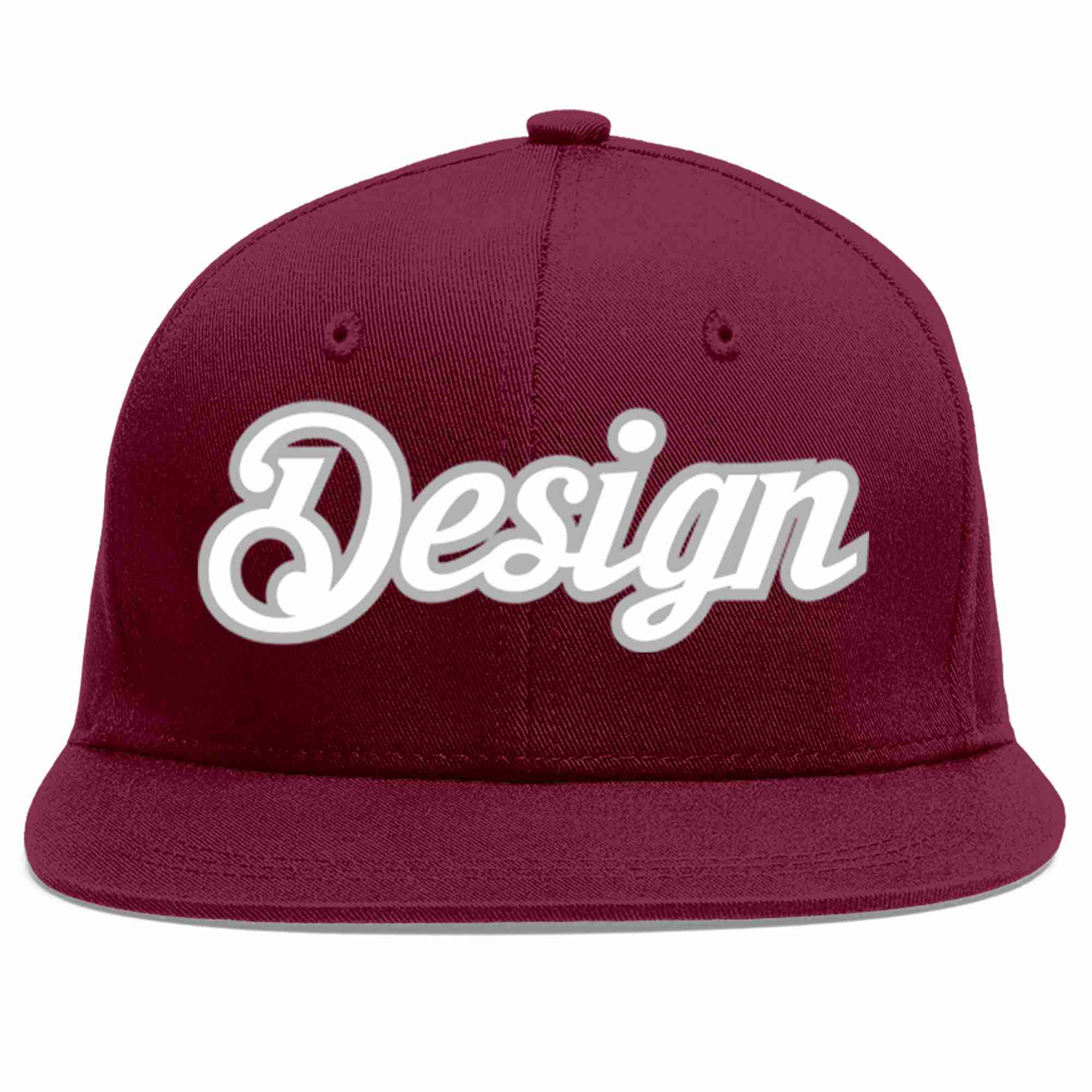 Custom Crimson White-Gray Flat Eaves Sport Baseball Cap Design for Men/Women/Youth