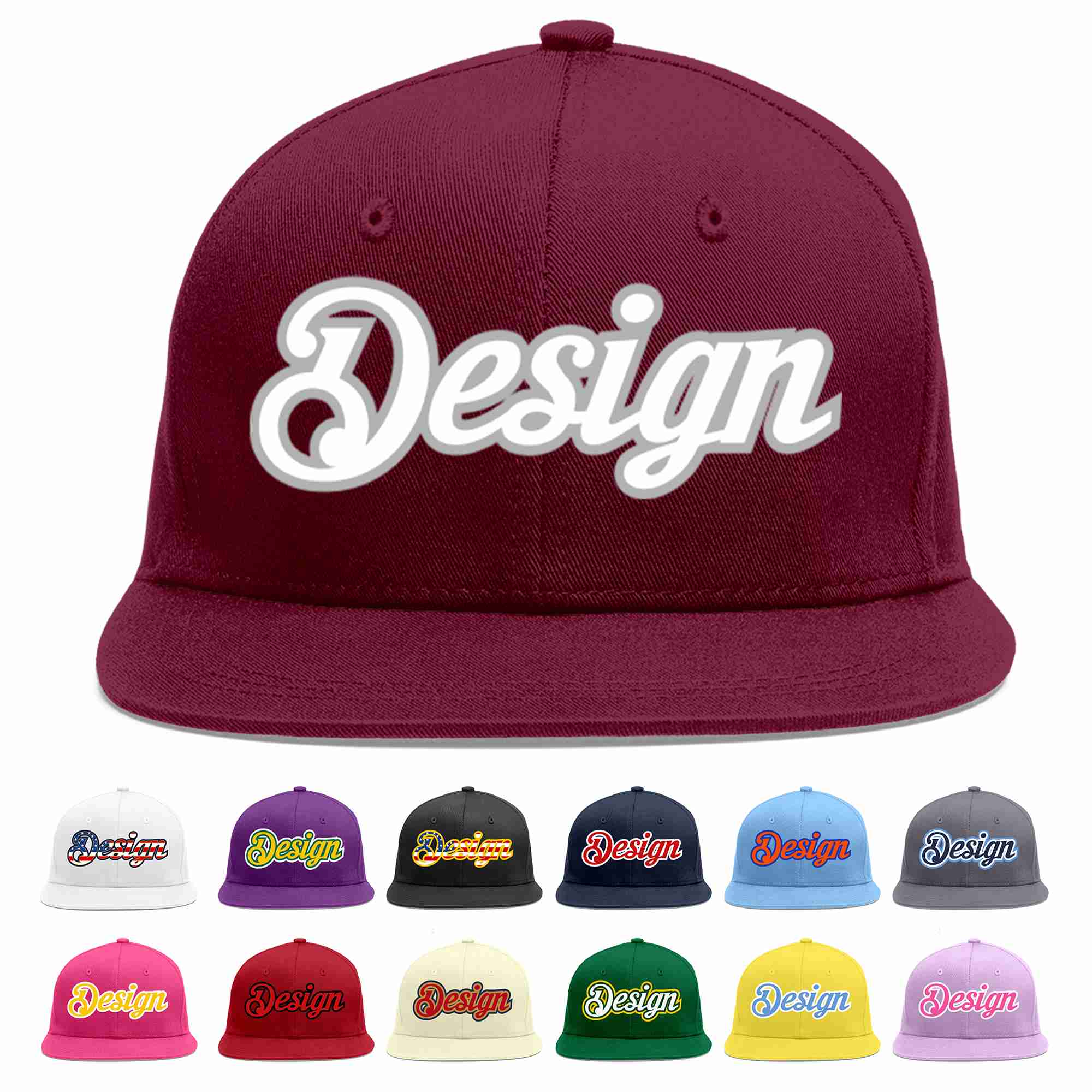 Custom Crimson White-Gray Flat Eaves Sport Baseball Cap Design for Men/Women/Youth