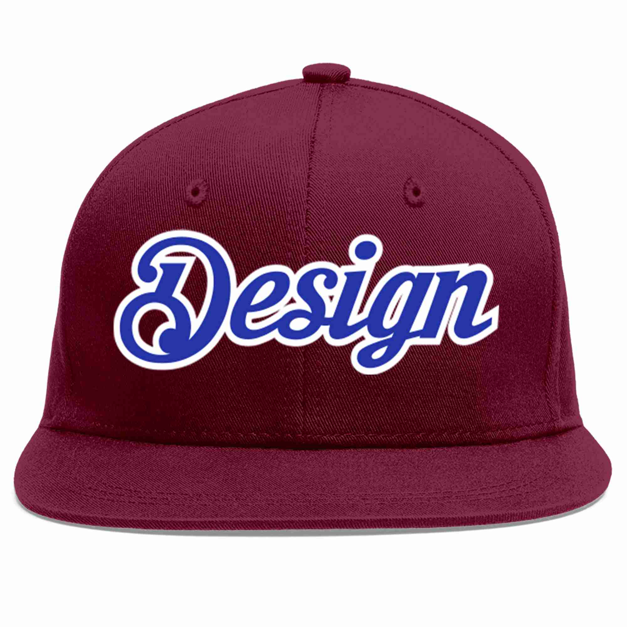 Custom Crimson Royal-White Flat Eaves Sport Baseball Cap Design for Men/Women/Youth