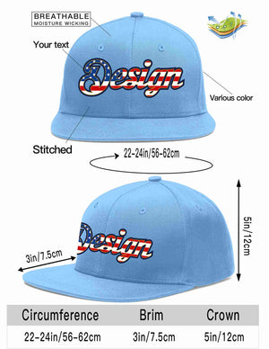 Custom Light Blue Vintage USA Flag-Gold Flat Eaves Sport Baseball Cap Design for Men/Women/Youth