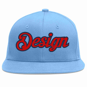 Conception personnalisée de casquette de baseball de sport à avant-toit plat bleu clair rouge-marine pour hommes/femmes/jeunes