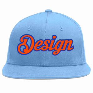 Casquette de baseball de sport personnalisée bleu clair orange-royal, conception pour hommes/femmes/jeunes