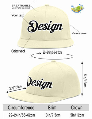 Custom Cream Black-White Flat Eaves Sport Baseball Cap Design for Men/Women/Youth