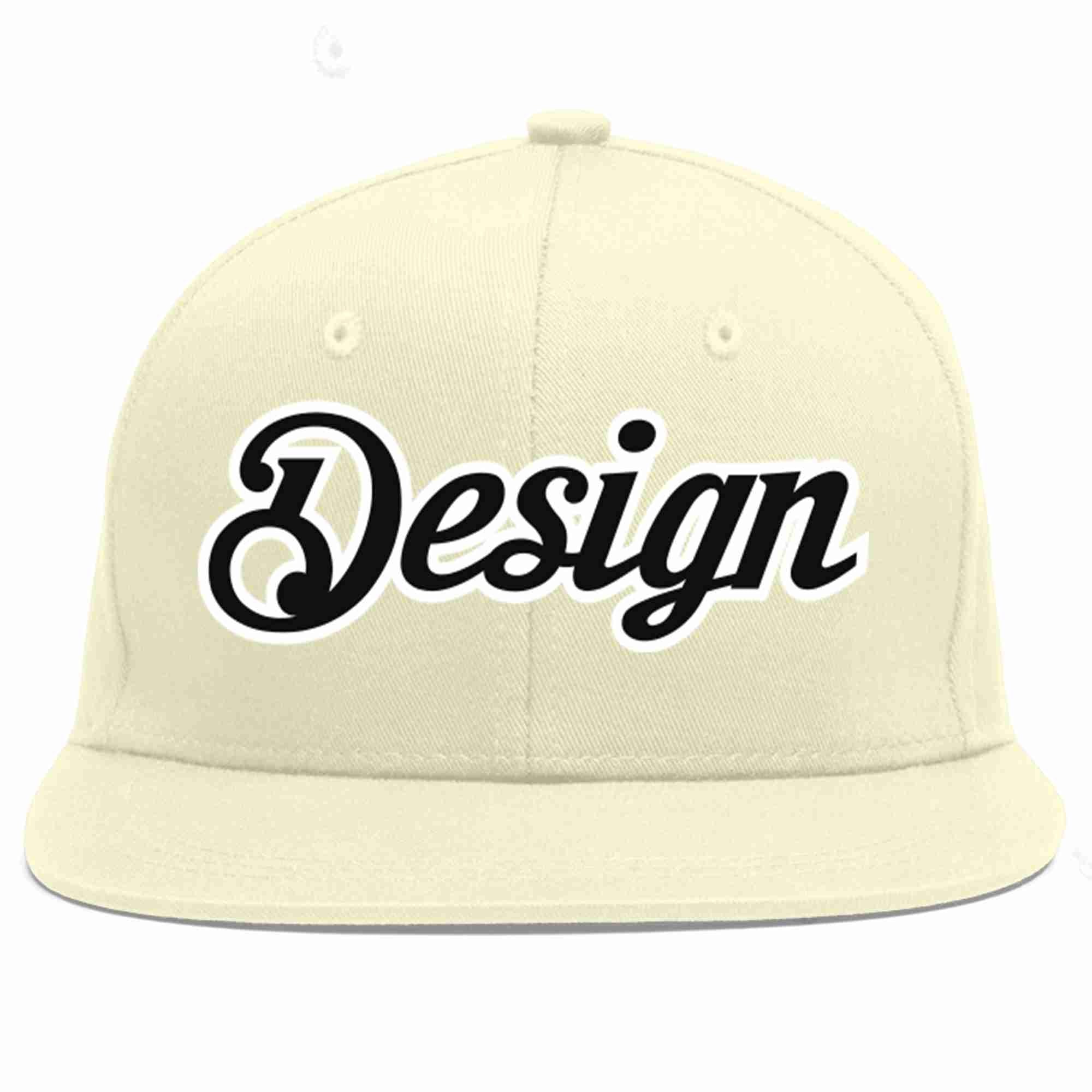 Conception personnalisée de casquette de baseball de sport à avant-toit plat noir-blanc crème pour hommes/femmes/jeunes