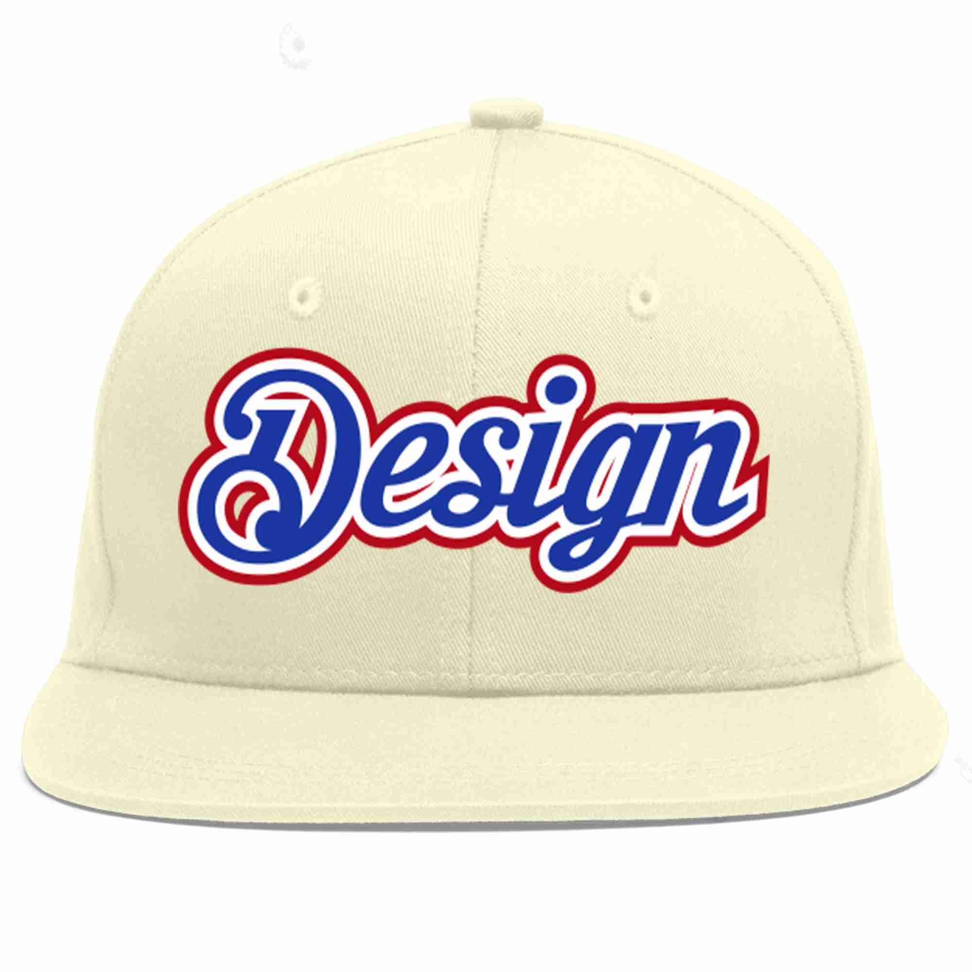 Conception personnalisée de casquette de baseball de sport à Eaves plates Royal-White crème personnalisée pour hommes/femmes/jeunes