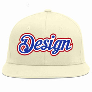 Custom Cream Royal-White Flat Eaves Sport Baseball Cap Design for Men/Women/Youth