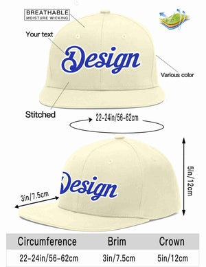 Custom Cream Royal-White Flat Eaves Sport Baseball Cap Design for Men/Women/Youth