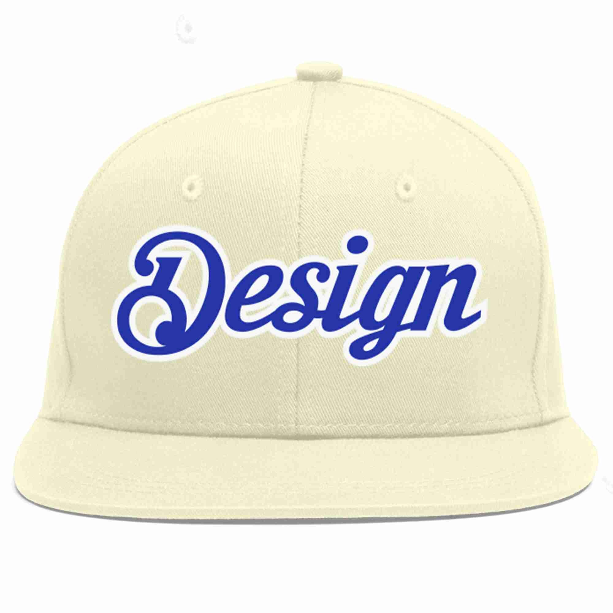 Conception personnalisée de casquette de baseball de sport à Eaves plates Royal-White crème personnalisée pour hommes/femmes/jeunes