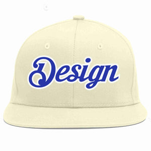 Custom Cream Royal-White Flat Eaves Sport Baseball Cap Design for Men/Women/Youth