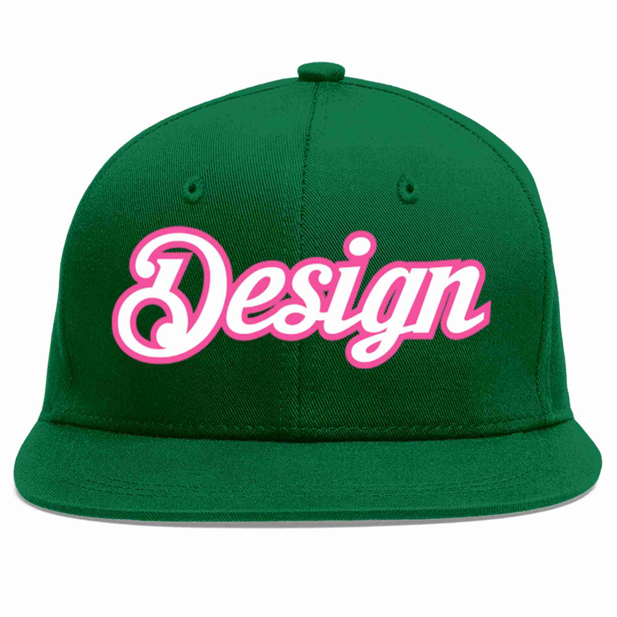 Custom Green White-Pink Flat Eaves Sport Baseball Cap Design for Men/Women/Youth