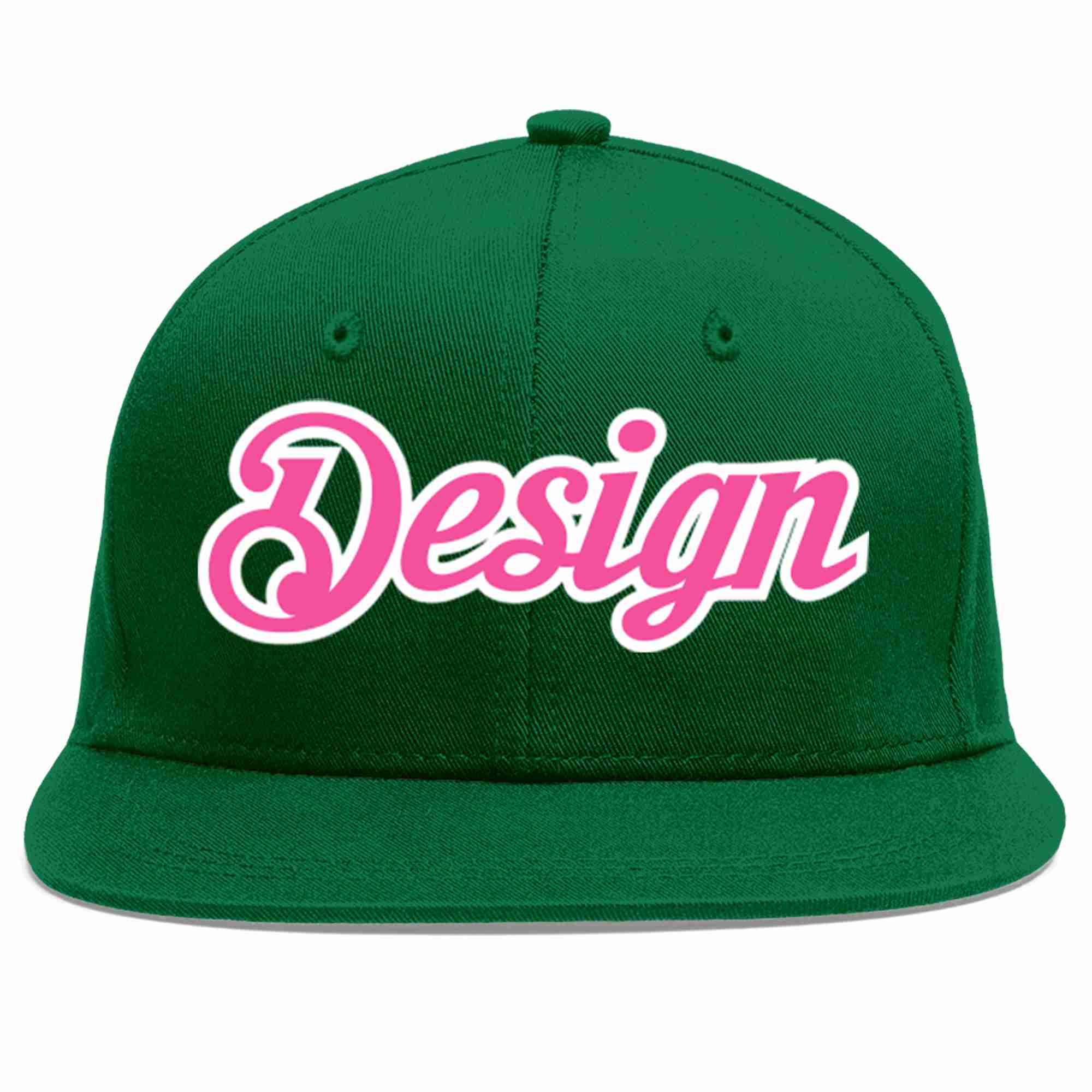 Custom Green Pink-White Flat Eaves Sport Baseball Cap Design for Men/Women/Youth