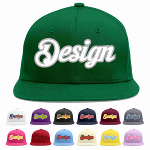 Custom Green White-Gray Flat Eaves Sport Baseball Cap Design for Men/Women/Youth