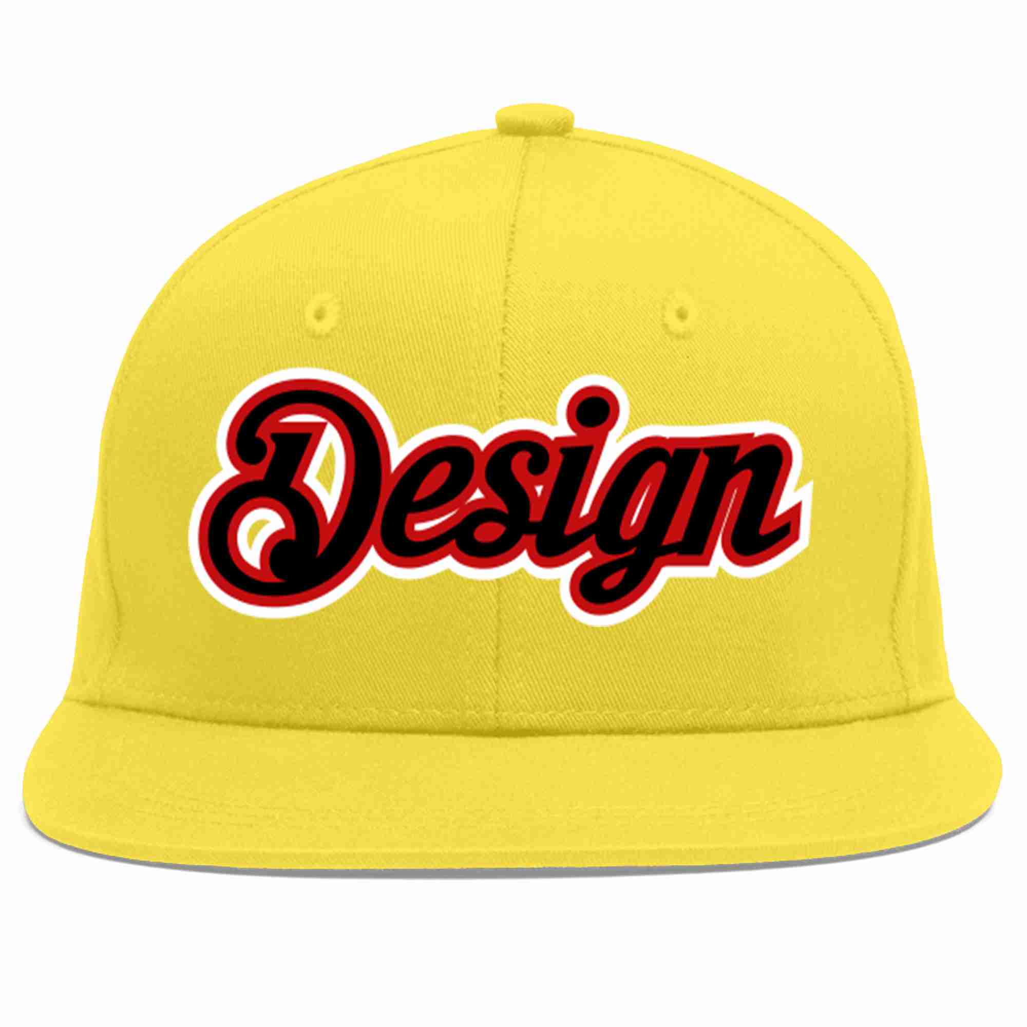 Conception personnalisée de casquette de baseball de sport à avant-toit plat noir-rouge or clair pour hommes/femmes/jeunes