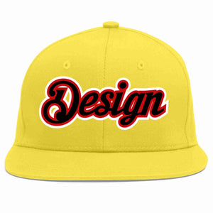 Custom Light Gold Black-Red Flat Eaves Sport Baseball Cap Design for Men/Women/Youth