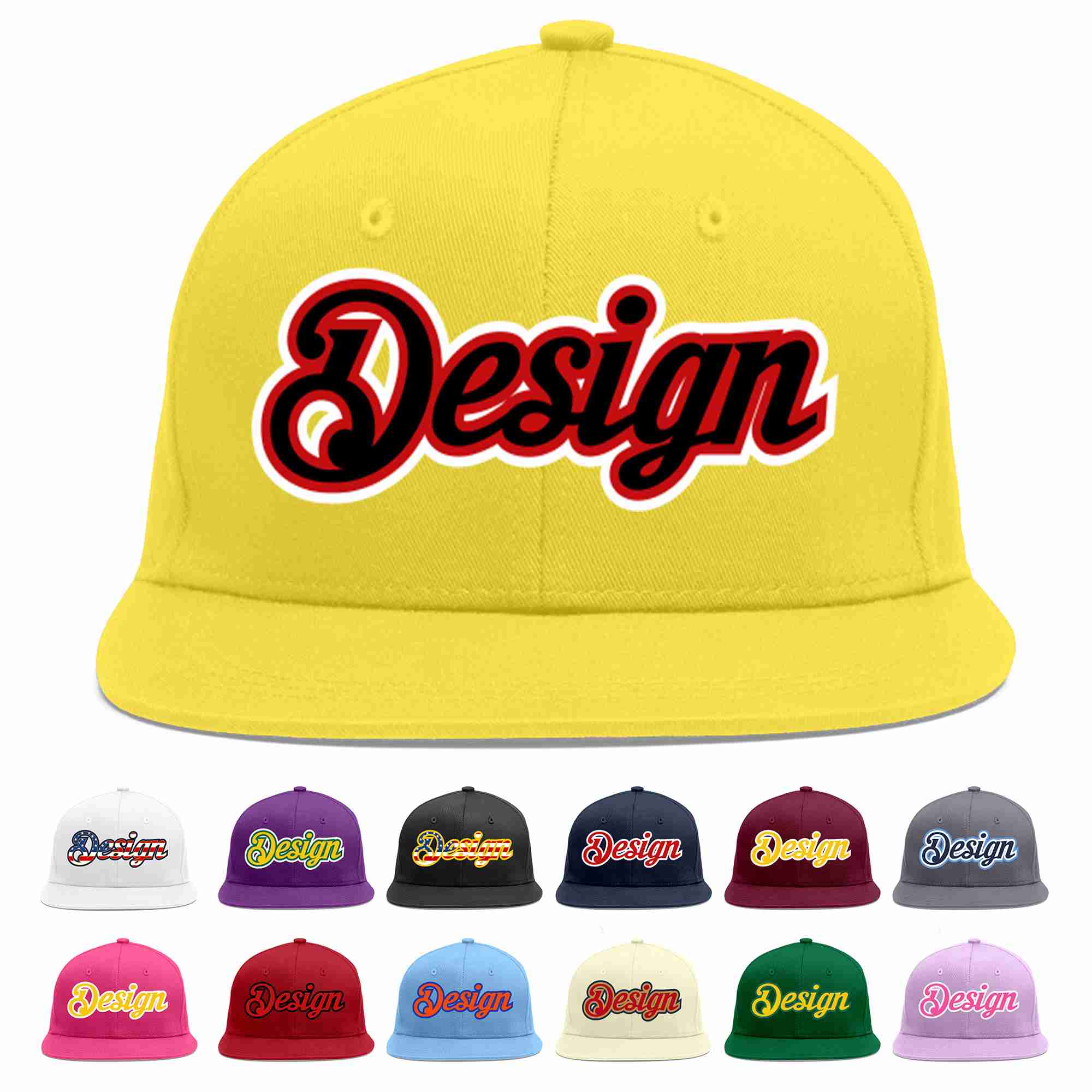 Custom Light Gold Black-Red Flat Eaves Sport Baseball Cap Design for Men/Women/Youth