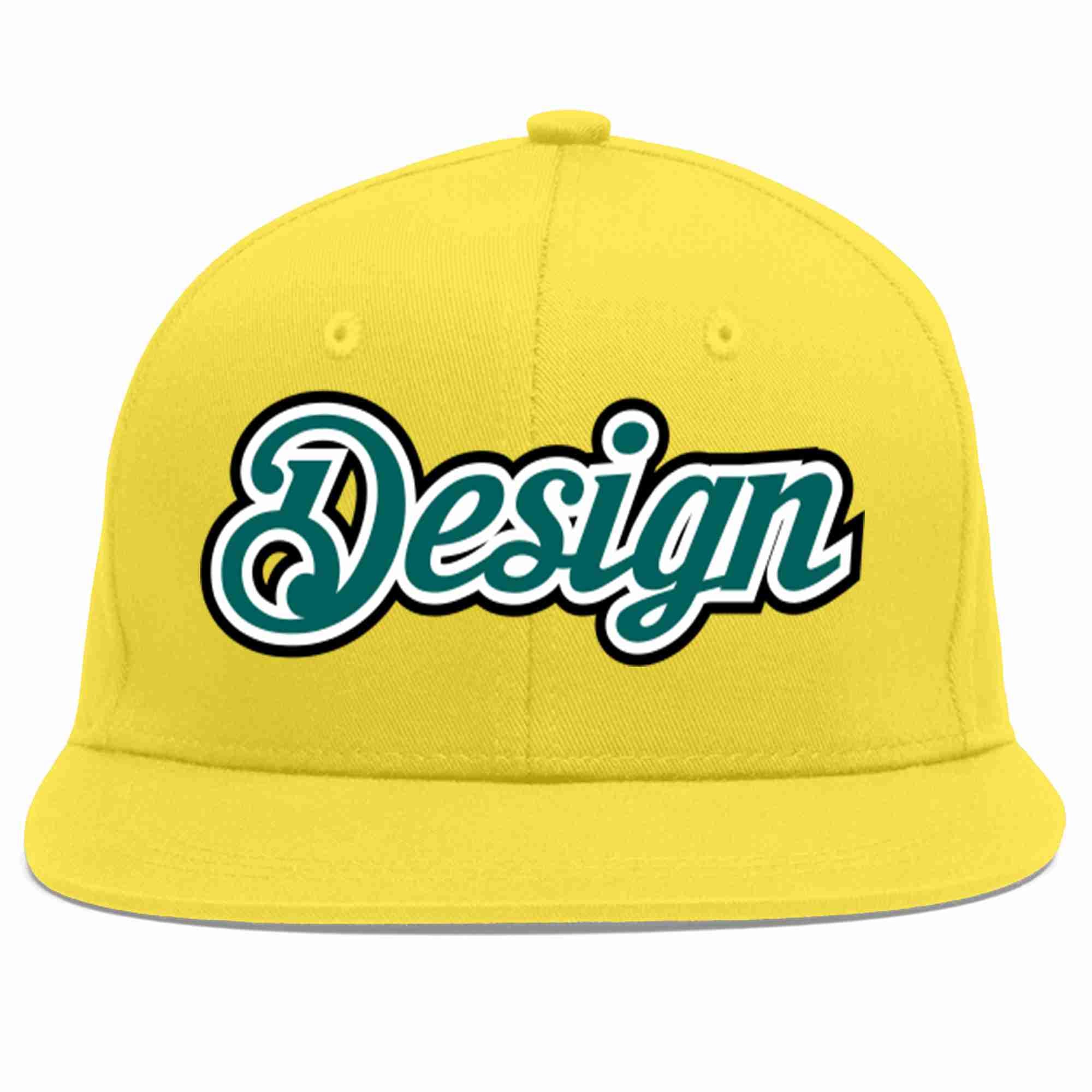 Custom Light Gold Aqua-White Flat Eaves Sport Baseball Cap Design for Men/Women/Youth