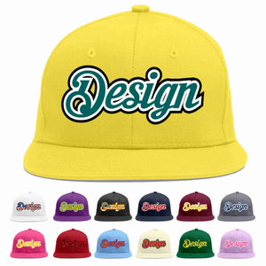 Custom Light Gold Aqua-White Flat Eaves Sport Baseball Cap Design for Men/Women/Youth