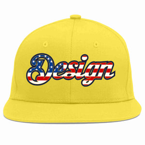 Custom Light Gold Vintage USA Flag-Gold Flat Eaves Sport Baseball Cap Design for Men/Women/Youth