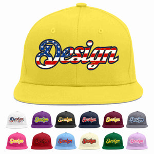 Custom Light Gold Vintage USA Flag-Gold Flat Eaves Sport Baseball Cap Design for Men/Women/Youth