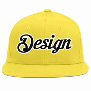 Custom Light Gold Black-White Flat Eaves Sport Baseball Cap Design for Men/Women/Youth