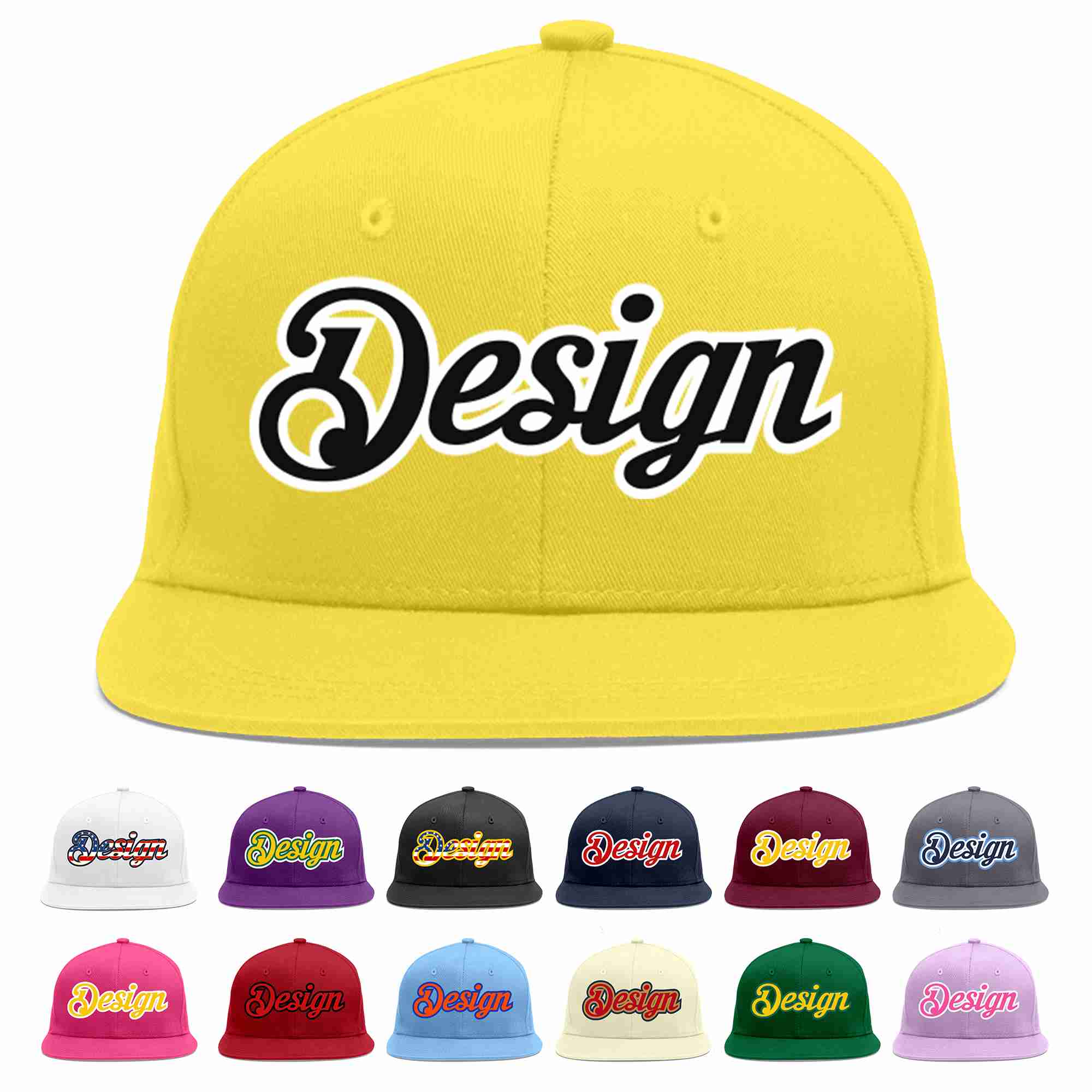 Custom Light Gold Black-White Flat Eaves Sport Baseball Cap Design for Men/Women/Youth