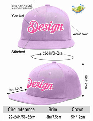 Conception personnalisée de casquette de baseball de sport à avant-toit plat violet clair rose-blanc pour hommes/femmes/jeunes