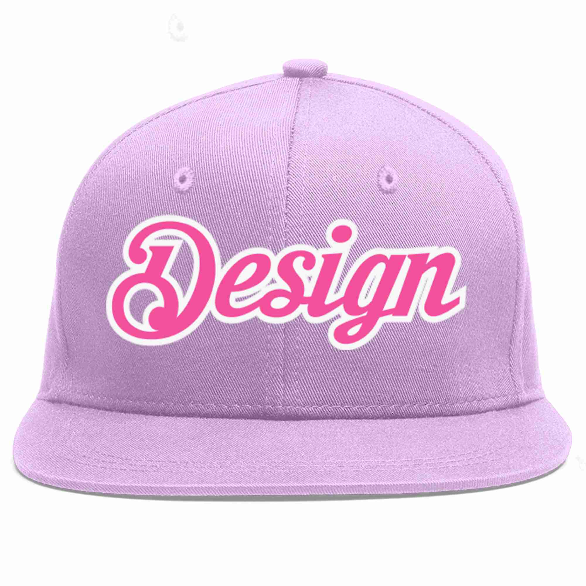 Custom Light Purple Pink-White Flat Eaves Sport Baseball Cap Design for Men/Women/Youth