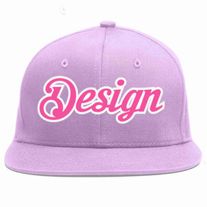 Conception personnalisée de casquette de baseball de sport à avant-toit plat violet clair rose-blanc pour hommes/femmes/jeunes