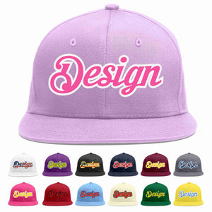 Conception personnalisée de casquette de baseball de sport à avant-toit plat violet clair rose-blanc pour hommes/femmes/jeunes