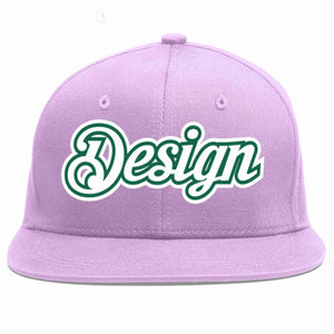 Conception personnalisée de casquette de baseball de sport à avant-toit plat violet clair blanc-vert Kelly pour hommes/femmes/jeunes