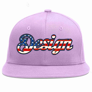 Custom Light Purple Vintage USA Flag-Gold Flat Eaves Sport Baseball Cap Design for Men/Women/Youth