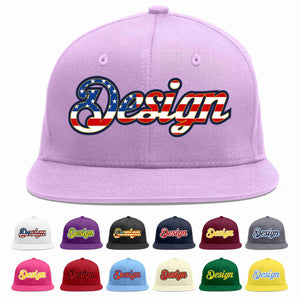 Custom Light Purple Vintage USA Flag-Gold Flat Eaves Sport Baseball Cap Design for Men/Women/Youth