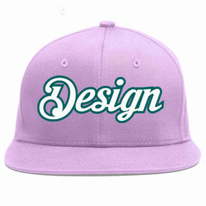 Conception personnalisée de casquette de baseball de sport à avant-toit plat violet clair blanc-aqua pour hommes/femmes/jeunes