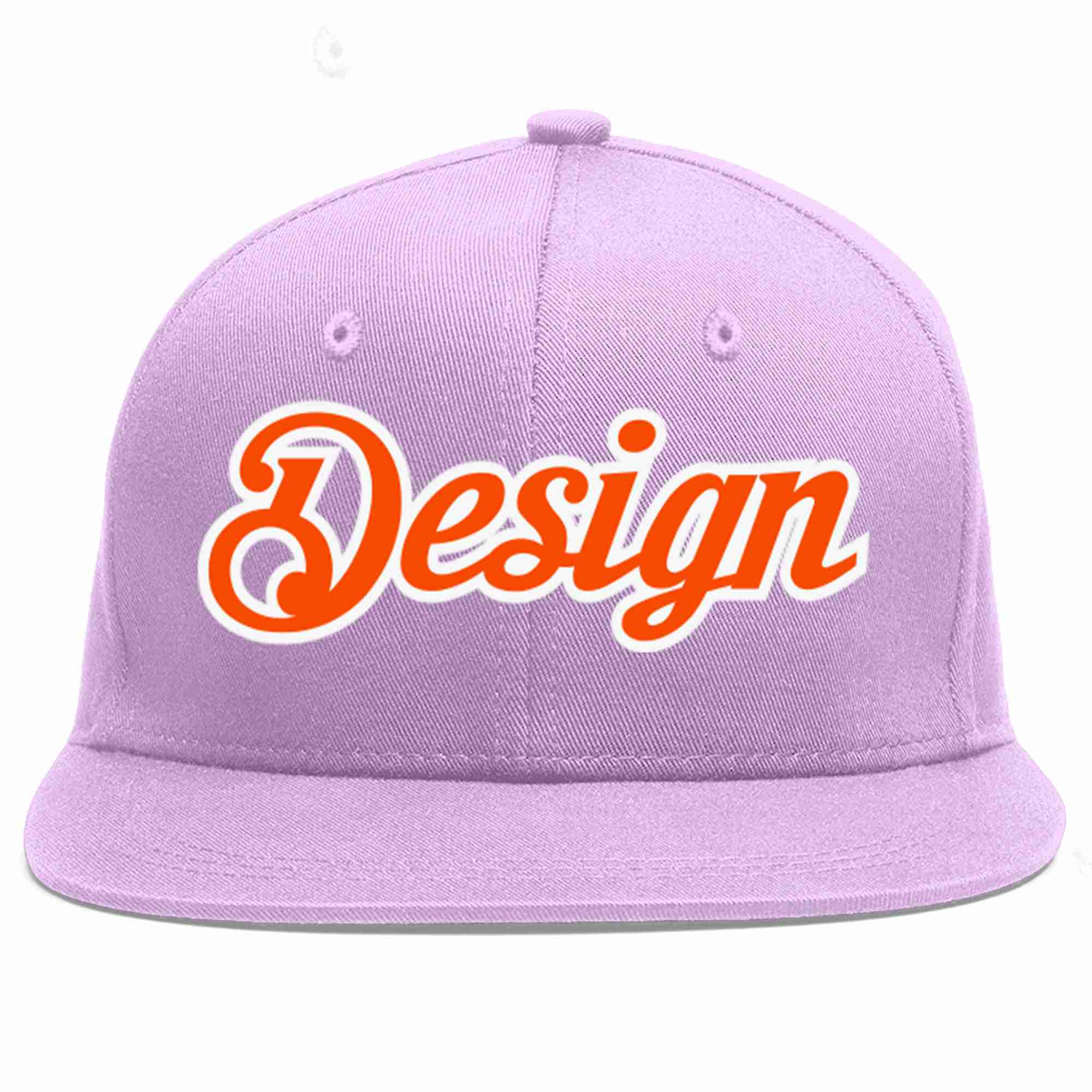 Conception personnalisée de casquette de baseball de sport à avant-toit plat violet clair orange-blanc pour hommes/femmes/jeunes