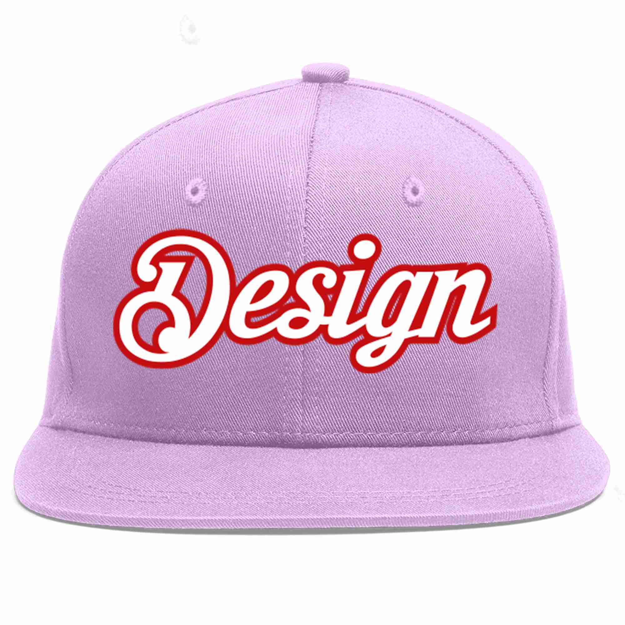 Conception personnalisée de casquette de baseball de sport à avant-toit plat violet clair blanc-rouge pour hommes/femmes/jeunes