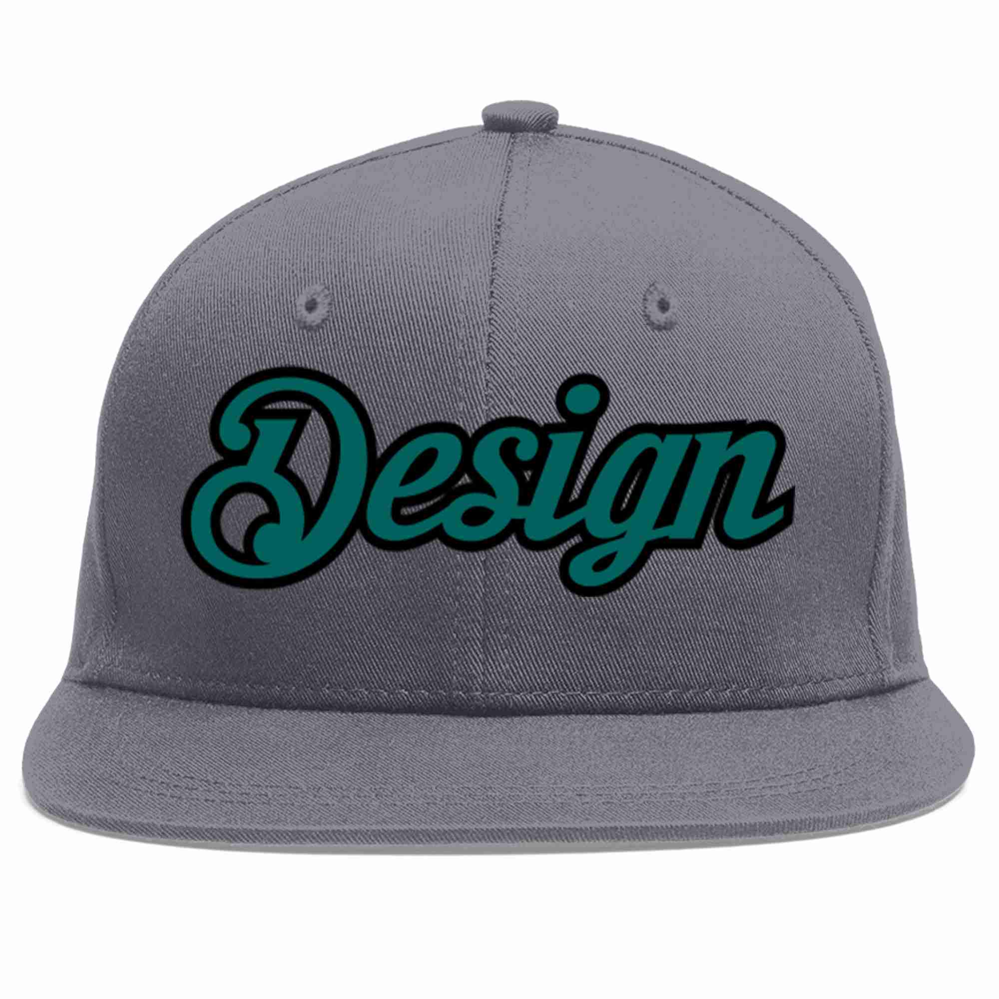 Conception personnalisée de casquette de baseball de sport à avant-toit plat gris foncé Aqua-noir pour hommes/femmes/jeunes