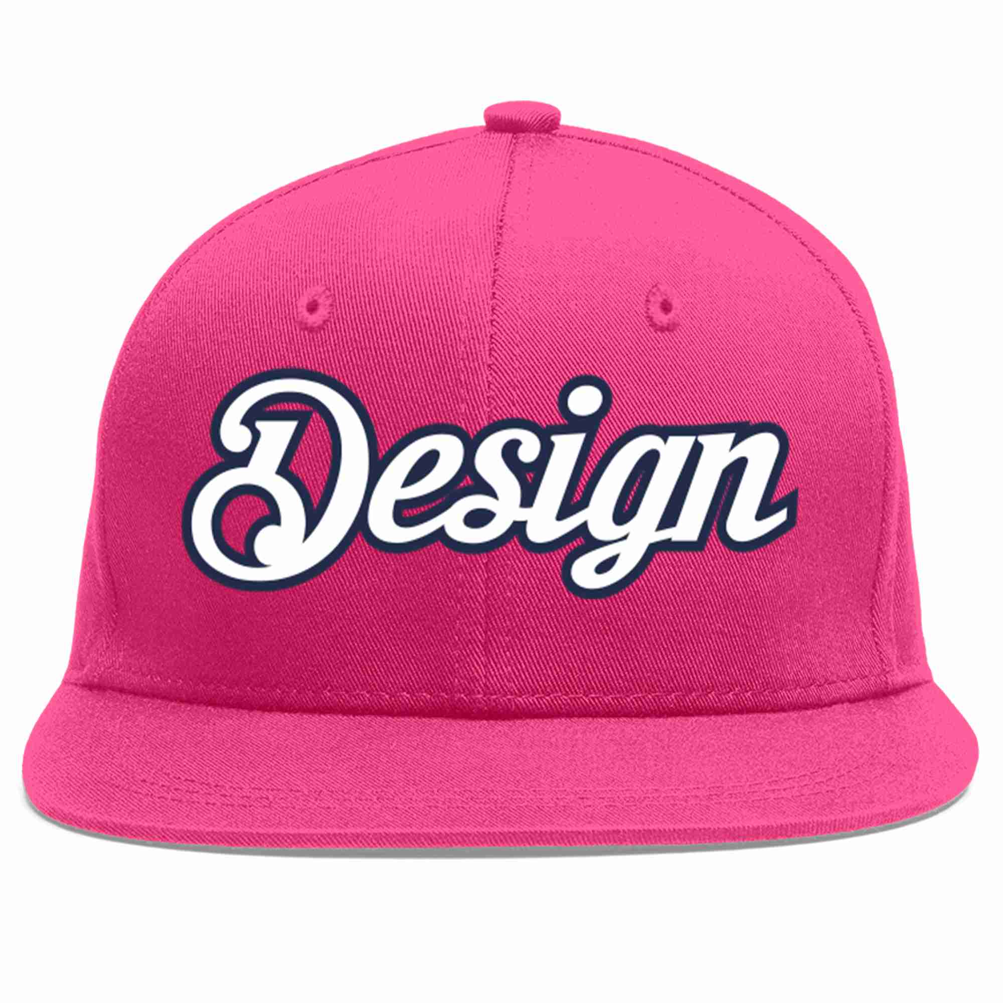 Custom Rose Red White-Navy Flat Eaves Sport Baseball Cap Design for Men/Women/Youth