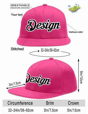 Custom Rose Red Black-White Flat Eaves Sport Baseball Cap Design for Men/Women/Youth