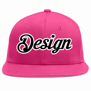 Custom Rose Red Black-White Flat Eaves Sport Baseball Cap Design for Men/Women/Youth