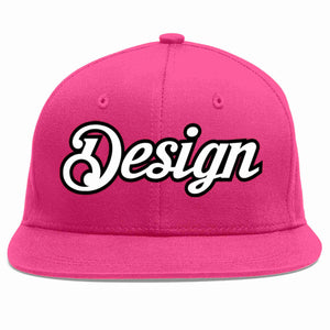 Custom Rose Red White-Black Flat Eaves Sport Baseball Cap Design for Men/Women/Youth